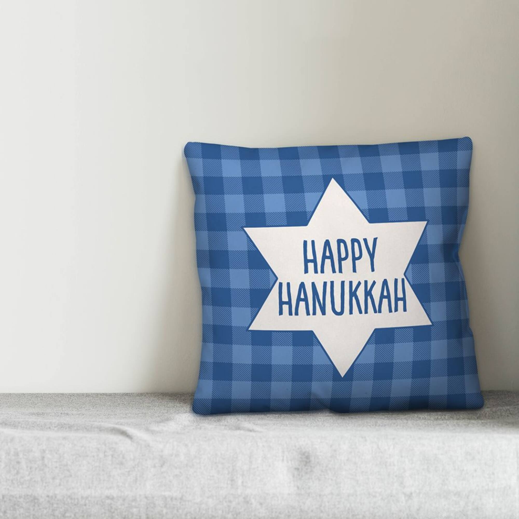 Buffalo Check Star of David 18x18 Spun Poly Pillow
